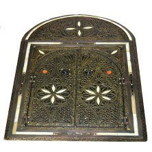 Miroir en métal motifs blancs